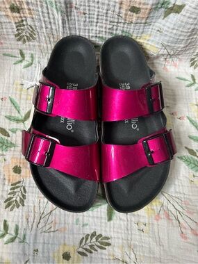 Papillio By Birkenstock Platform Arizona Hot Pink Metallic Sandals Women’s